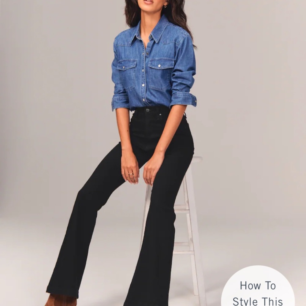 Abercrombie Ultra High Rise Flare black jeans